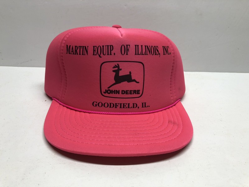 Martin Equipment of Illinois PINK John Deere hat; Vintage; Foam; Goodfield, IL