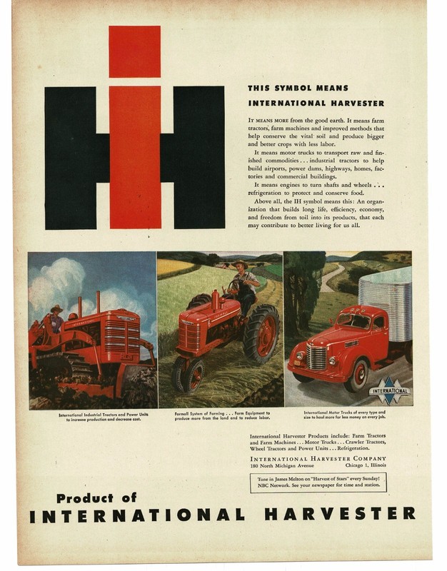 1946 IHC International Harvester Truck Farmall Tractor art Vintage Print Ad