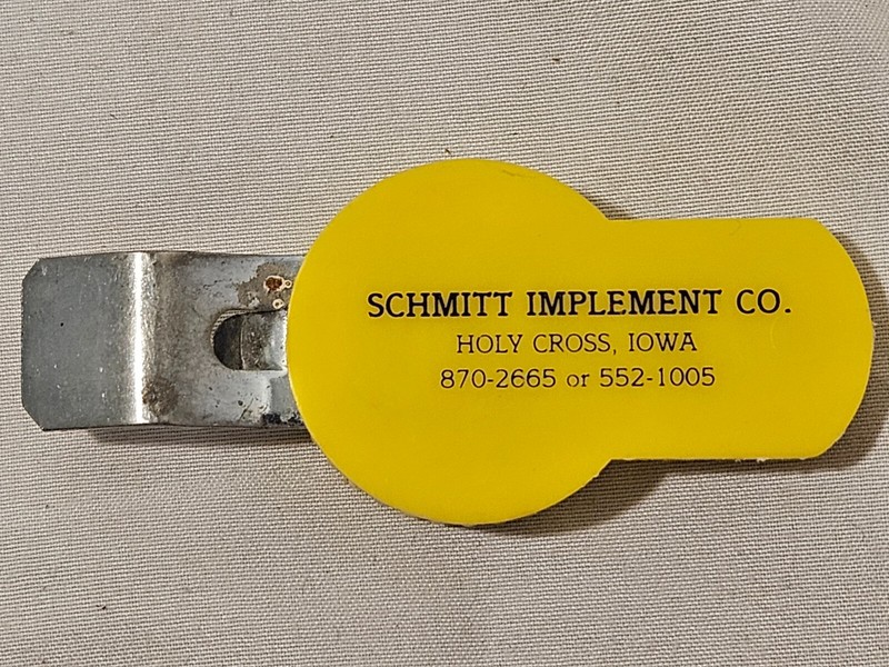 DEALER ADVERTISING BOTTLE OPENER FOR RETIRED JOHN DEERE DEALER SCHMITT IMPLEMENT