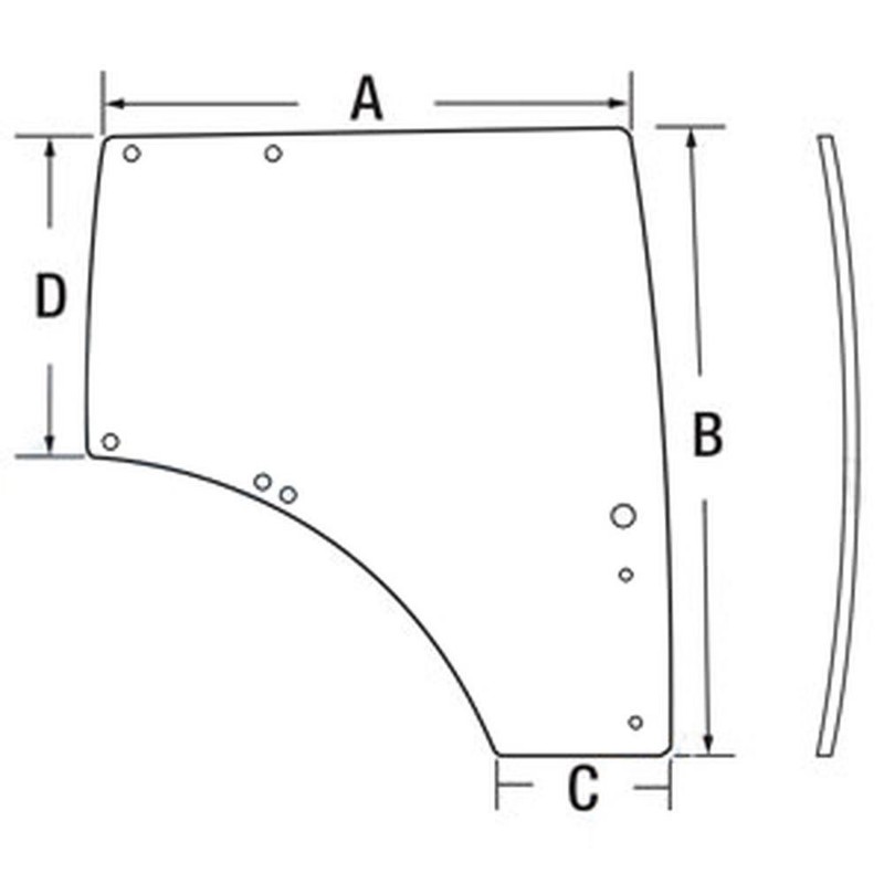 Cab Glass – Right Hand Door Fits John Deere 6150R 6140R 6210R 6130R 6190R 6170R