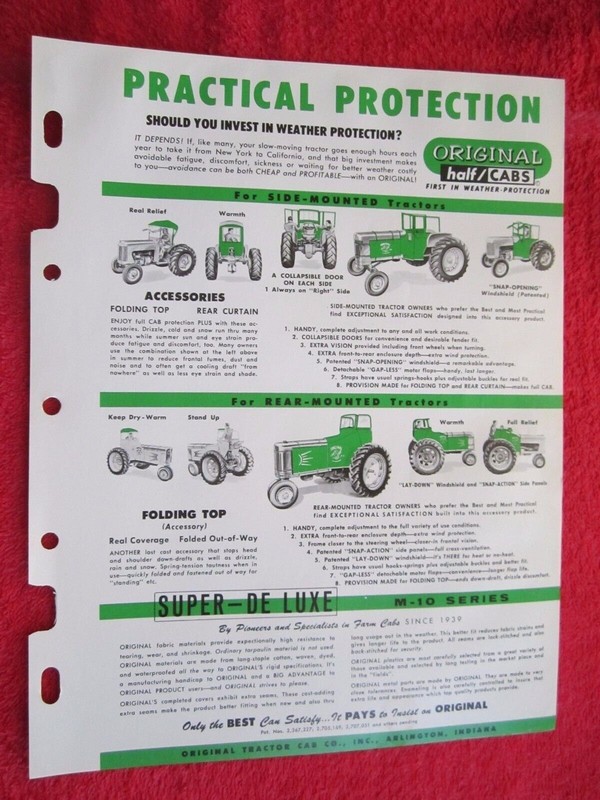 1978 ORIGINAL TRACTOR HALF / CAB TRACTOR BROCHURE & MODEL LIST,DEERE, AC,CASE,IH