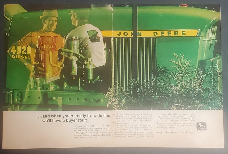 Vintage 1960’s John Deere 3020 4020 Print Ad Ready to Trade In