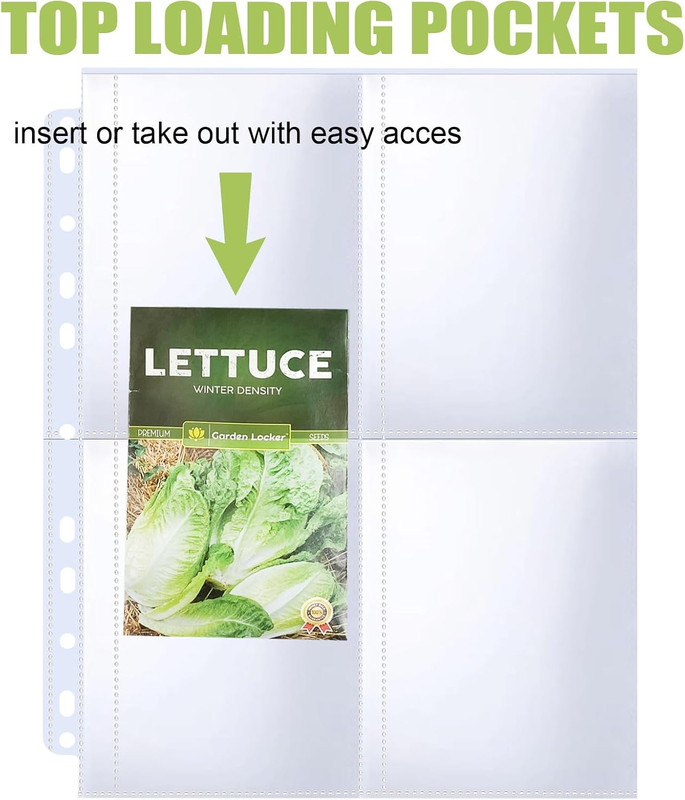 60 Pack 240 Pockets Seed Packet Sleeves, Garden Seed Storage Organizer Pages for gallery
