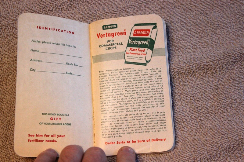 1959 Armour Fertilizers 3 1/8" x 5 7/8" advertising notebook gallery