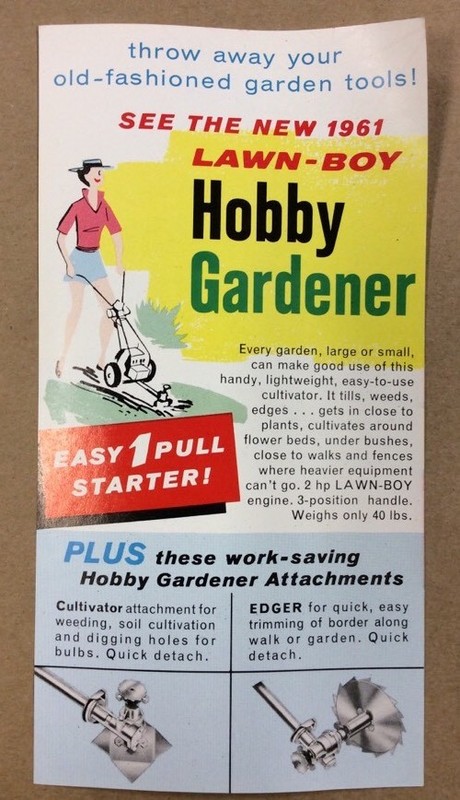 Lawn Boy Hobby Gardner Brochure 1961 INV-AD25