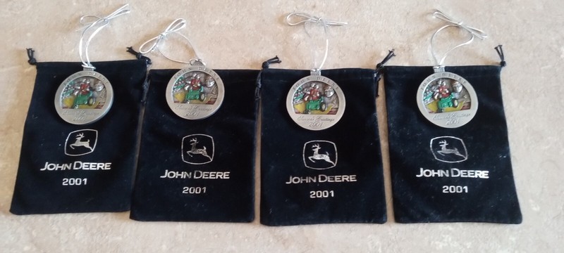 VINTAGE 2001 JOHN DEERE Pewter COMMEMORATIVE CHRISTMAS ORNAMENT #6 In Series gallery