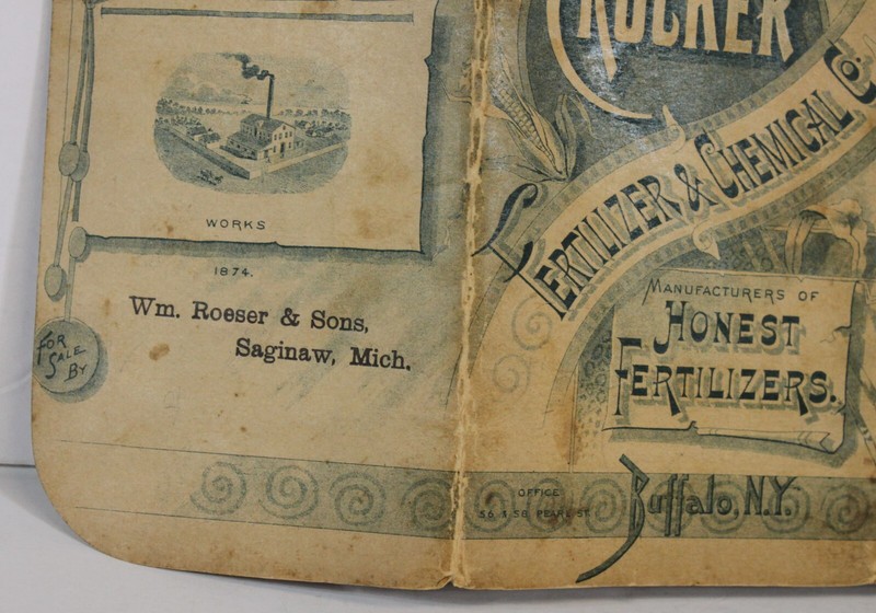 Vtg Crocker Fertilizer & Chemical Co 1892Booklet Folding Calendar Roeser Saginaw gallery