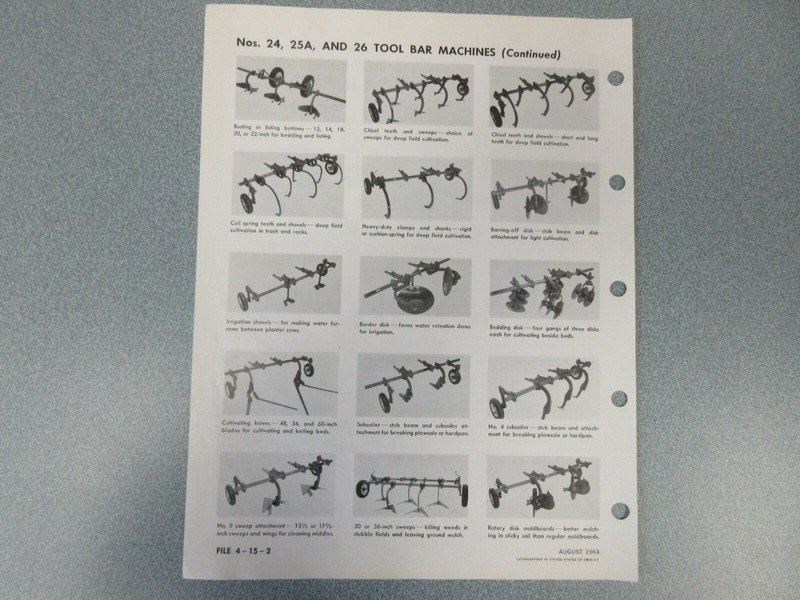 International 24, 25A, 26 Tool Bar Carriers 2 Page Sales Sheet gallery