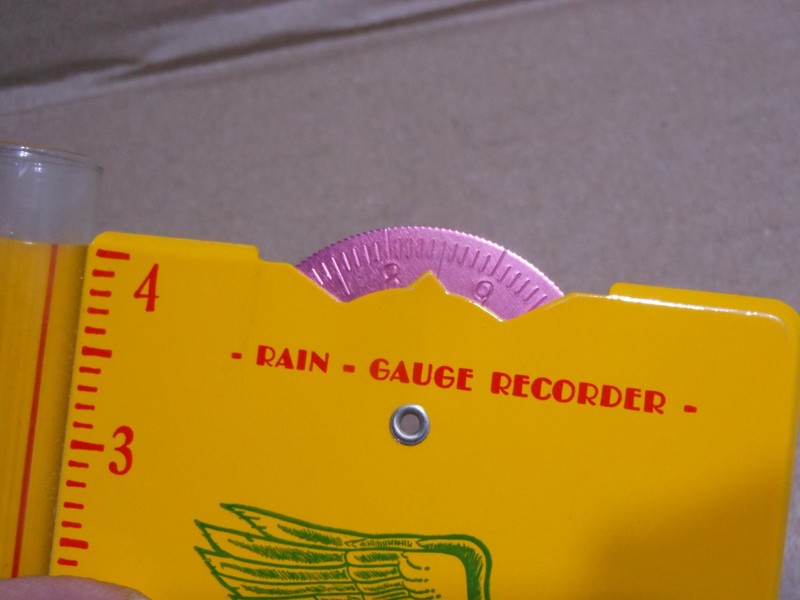 Vintage Dekalb AgResearch Metal Rain Gauge Recorder Dekalb Illinois gallery