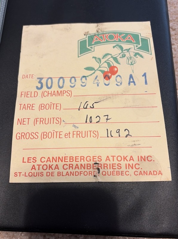 Vintage Atoka Cranberries Industrial Harvest Tag Co Acquired by Ocean Spray