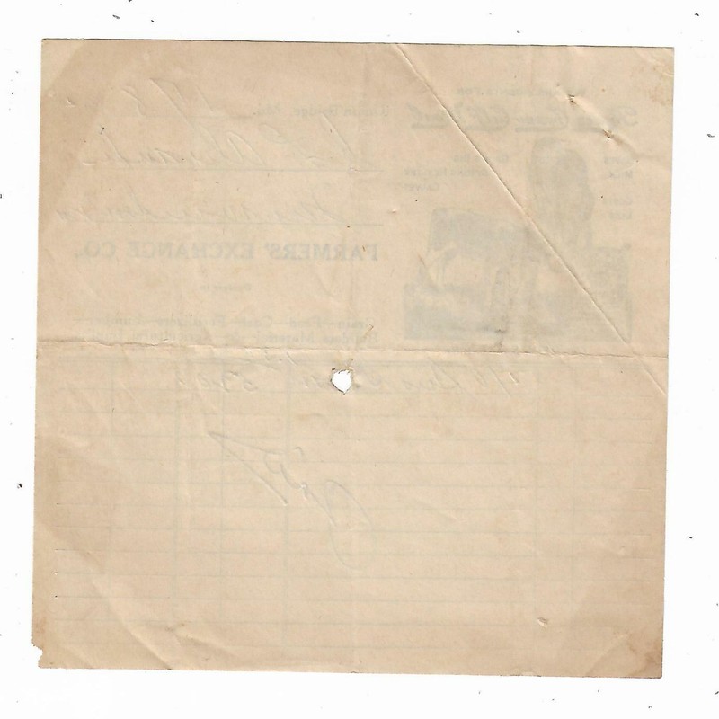 1924 Advertising Invoice Farmers Exchange Union Bridge MD Ryde's Cream Calf Meal gallery