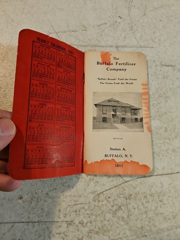 Antique 1911 Buffalo Fertilizer Company Farmer's Memo Book Notepad gallery