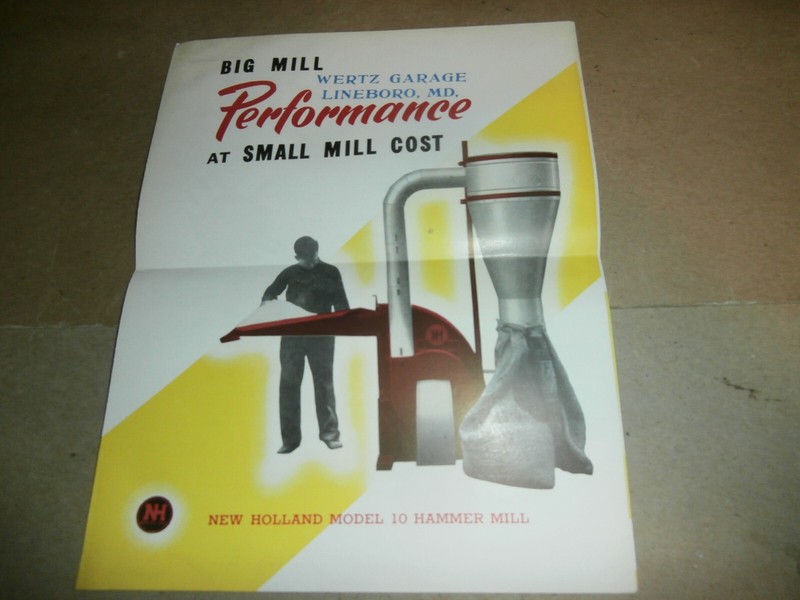 Original New Holland #10 Hammer Mill Farm Brochure Wertz Garage Lineboro MD