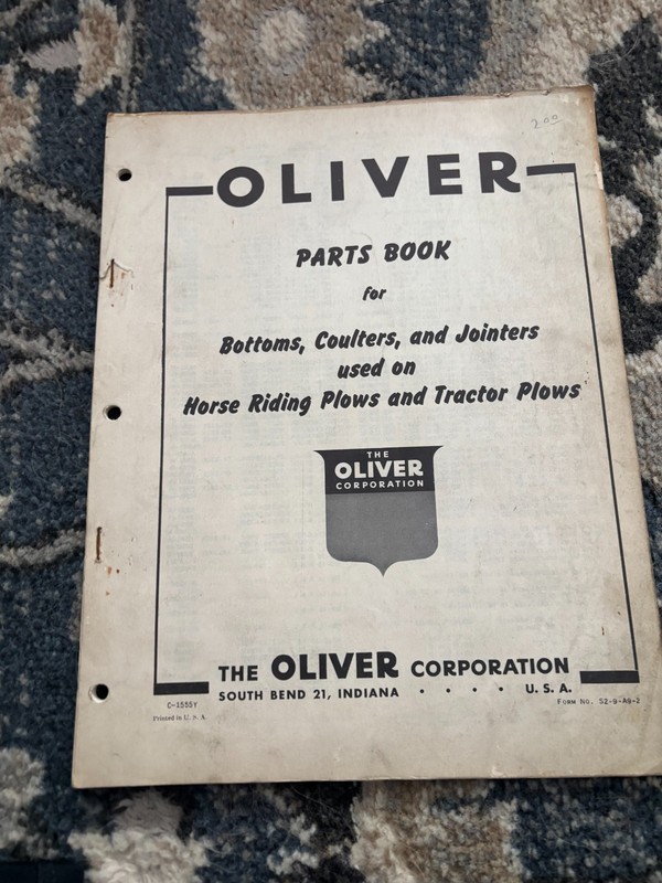 Oliver Tractor Bottoms Coulters & Jointers Parts Book Manual DCPA26