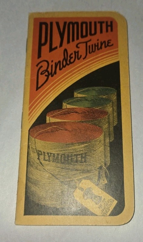 Plymouth Binder Twine Advertising Pocket Calender Notebook Possibly 1937 / 1938