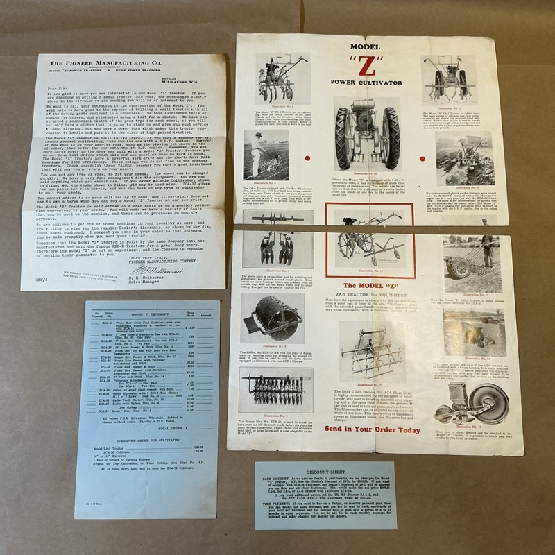 Vintage 1940s Power Model Z Brochure Price Lists And Letter INV-P1026