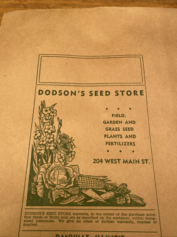 VINTAGE DODSON'S SEED STORE SEED STORAGE PAPER SACK ENVELOPE gallery