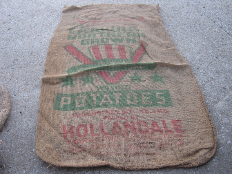 39″x24″ Vtg Genuine Northern Grown Washed Potatoes Hollandale MINN burlap sack