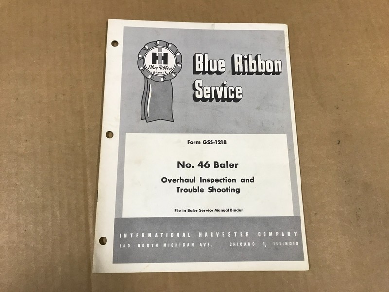 Vintage International Blue Ribbon Service Form GSS-1218 No.46 Baler
