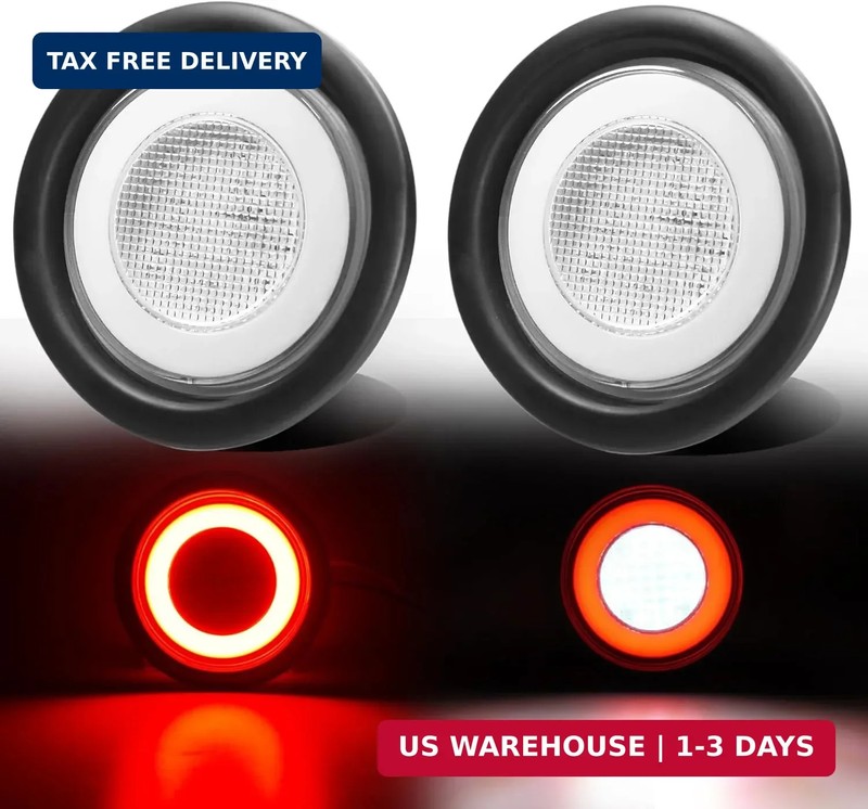 2Pcs Clear lens 4″ Inch Round 88 LEDs Halo Combination White/Red Trailer light S