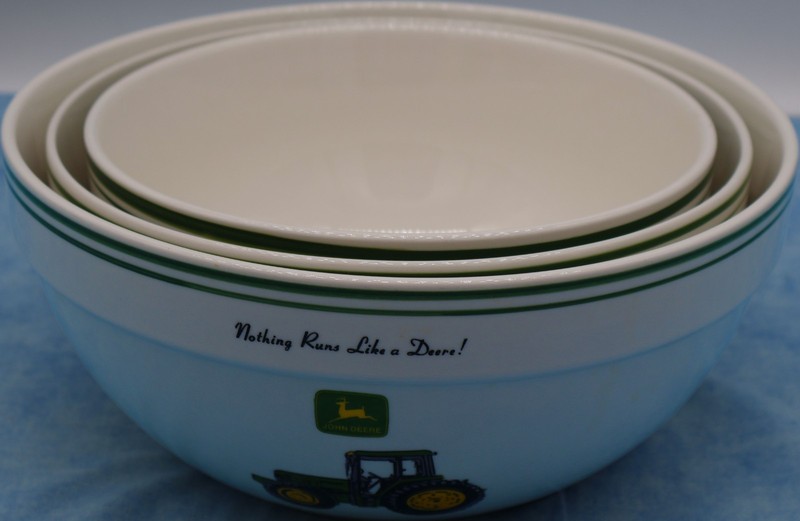 John Deere Mixing Bowl Set 3pc Nesting Ceramic Tractor Farm Kitchen Gibson gallery