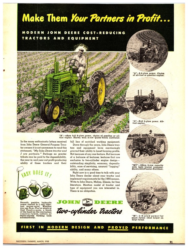 1950 John Deere Planters – Original Print Advertisement (8.5in x 11in)