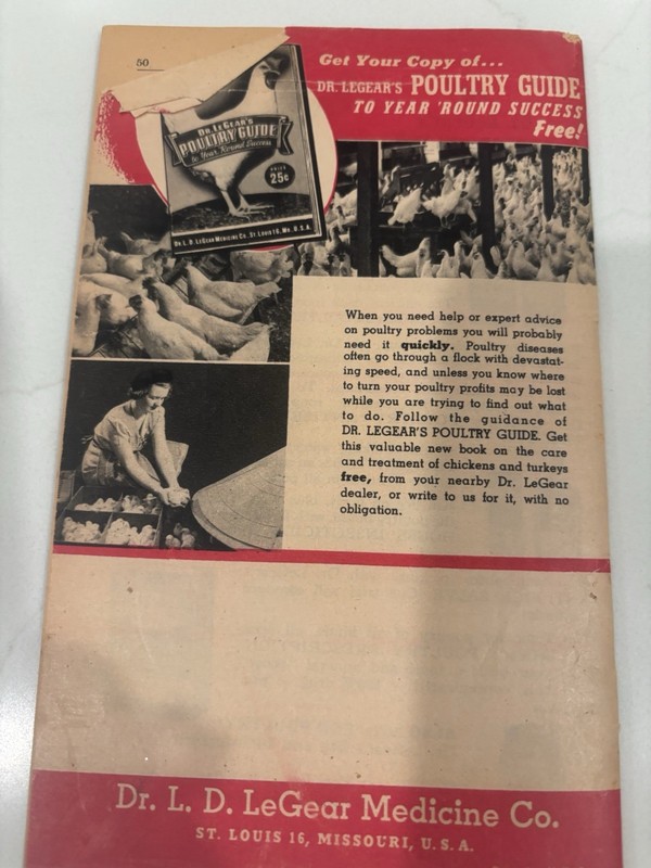 Vintage Dr LeGear Live Stock Manual Poultry Guide Farm Advertising Booklet 25c gallery