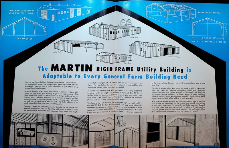 Martin Steel Mansfield Oh Rigid Frame Utility Building Brochure Farm 1960s gallery