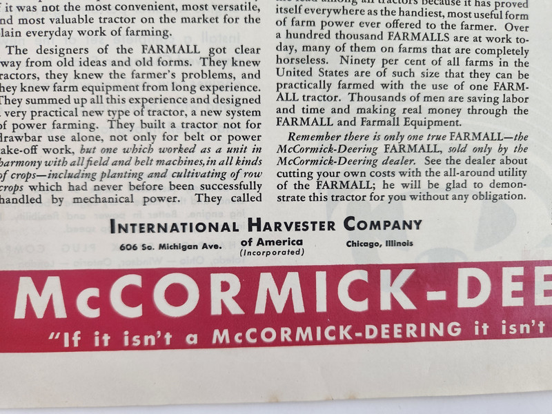 International Harvester Farmall Tractor McCormick Deering 1931 Ad Magazine Print gallery