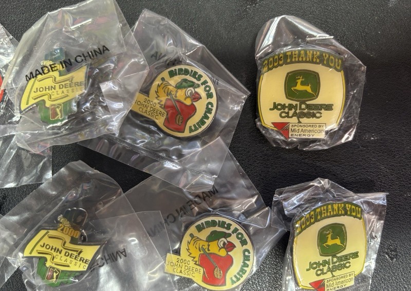 John Deere Theme vintage Lapel Pins. 2 Sets of 5 different. Lot Of 10 Total Pins gallery