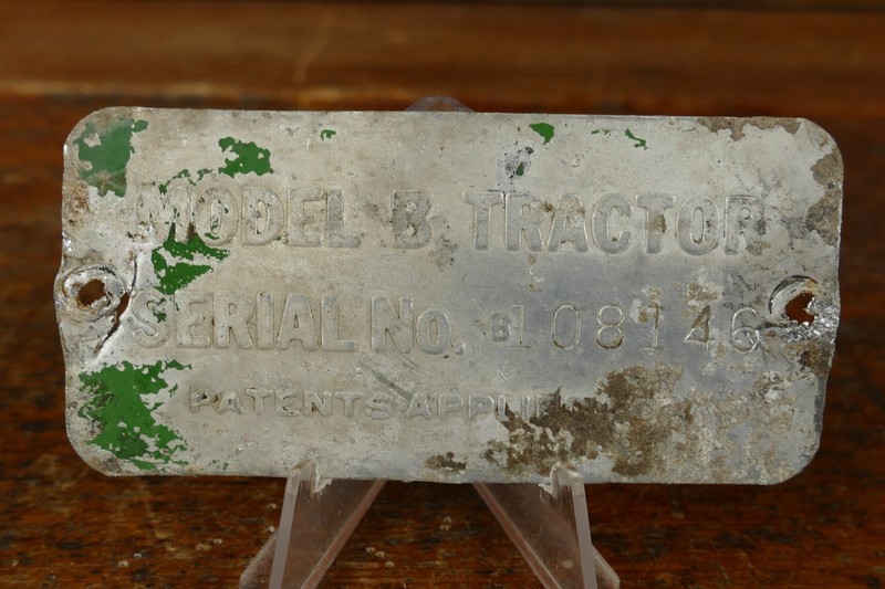 Vintage Original John Deere Model B Tractor Serial Number ID Nameplate Tag Sign