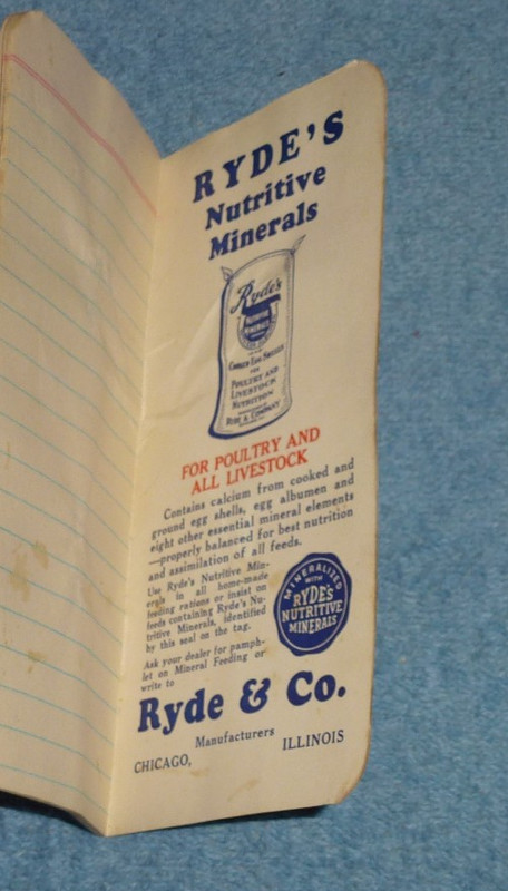 Vintage Ryde & Co Cream Calf Meal Flakes Chicago Illinois Pocket Memo Notebook gallery