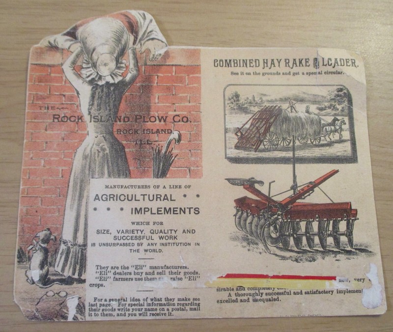 ORIGINAL VTG 1880’s NOVELTY Die-Cut ADVERTISING Brochure~”ROCK ISLAND PLOW CO”~