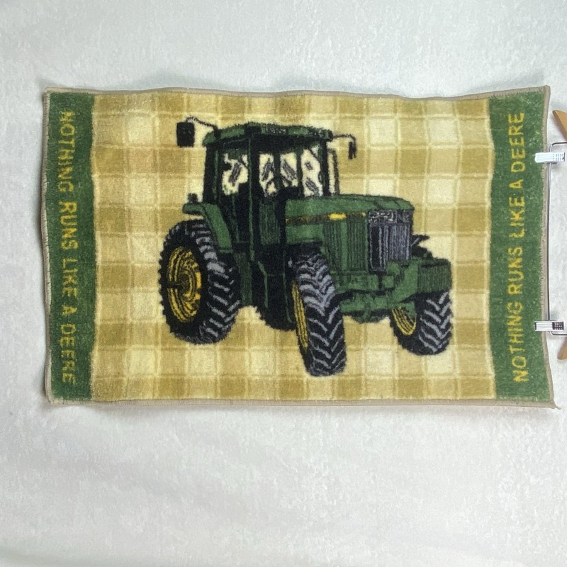 VTG John Deere Welcome Door Mat Checkered Tractor “Nothing Runs Like A Deere”