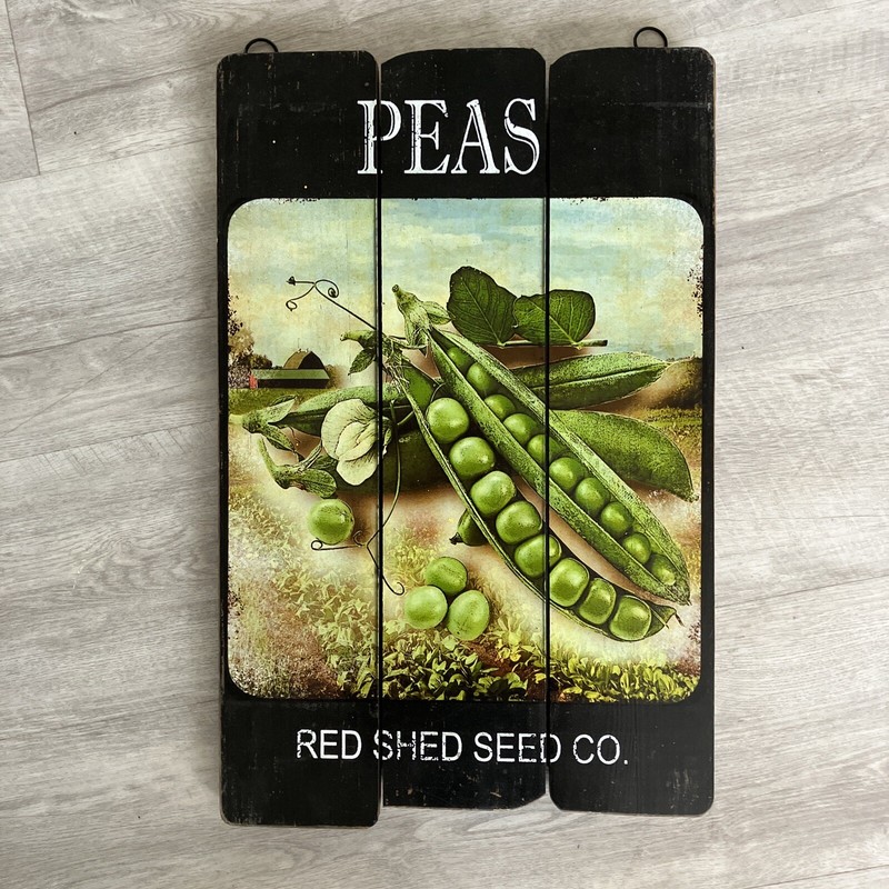 Red Shed Seed Co. wooden sign PEAS farm garden decor