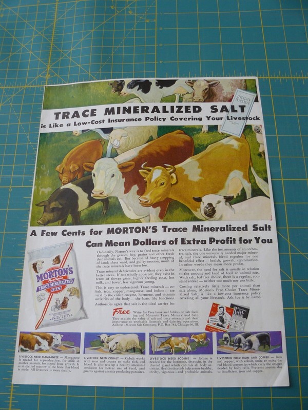 THE FARM QRTLY- Aug 1949 -ad- MORTON TRACE MINERALIZED SALT/ Chicago, ILL