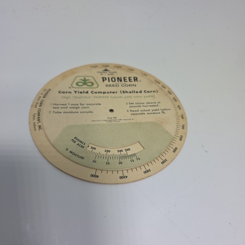 Vintage 1965 Pioneer Seed Corn Yield Computer Disc Ear & Shelled Corn