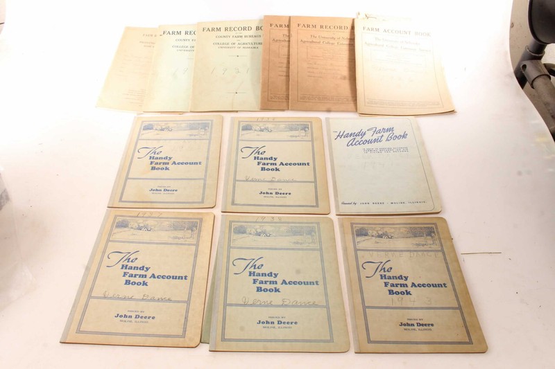 12 John Deere & Univ Nebraska Agriculture 1920s/30s Farm Record Books & Papers