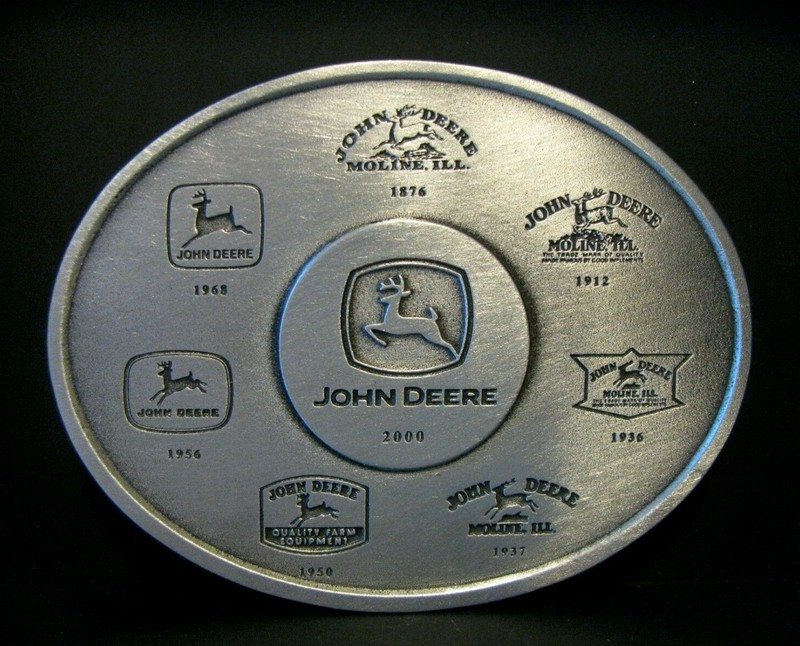 *John Deere 8 Historical Trademark Logos Pewter Belt Buckle jd 2 3 4 Legged Deer