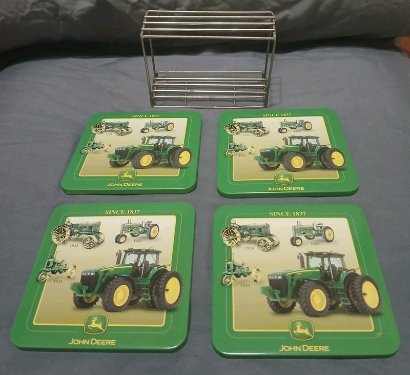 John Deere Drink Coasters Set Metal/Cork “Since 1837” Edition
