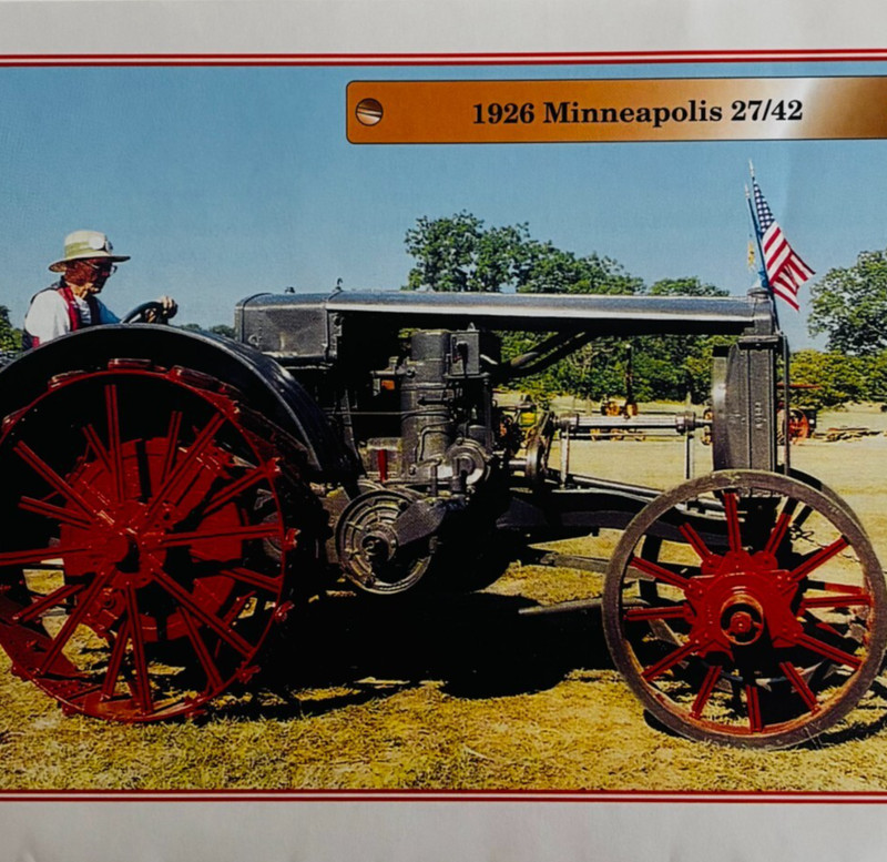 1926 Minneapolis 27/42 Antique Tractor 1970-80s Book Print Agriculture C80A