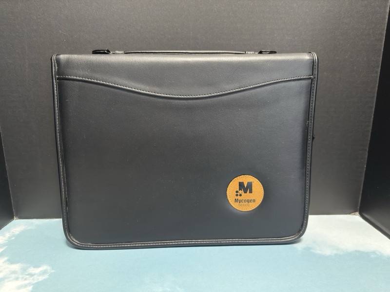 vintage MYCOGEN SEEDS COMPANY Leather Dealer Kit Folder Briefcase Storage Case