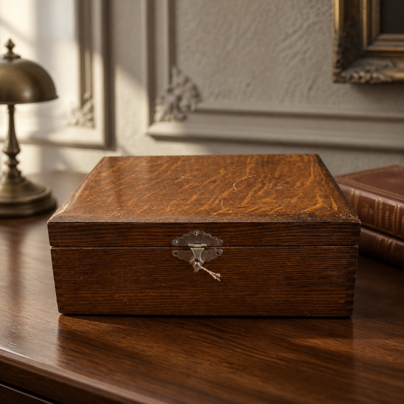 "Rice's Popular Flower Seeds" Quarter-sawn Oak Display Box. gallery