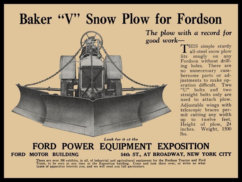 1927 Baker V Snow Plow for Fordson Tractor NEW Metal Sign: 9×12″ Ships Free