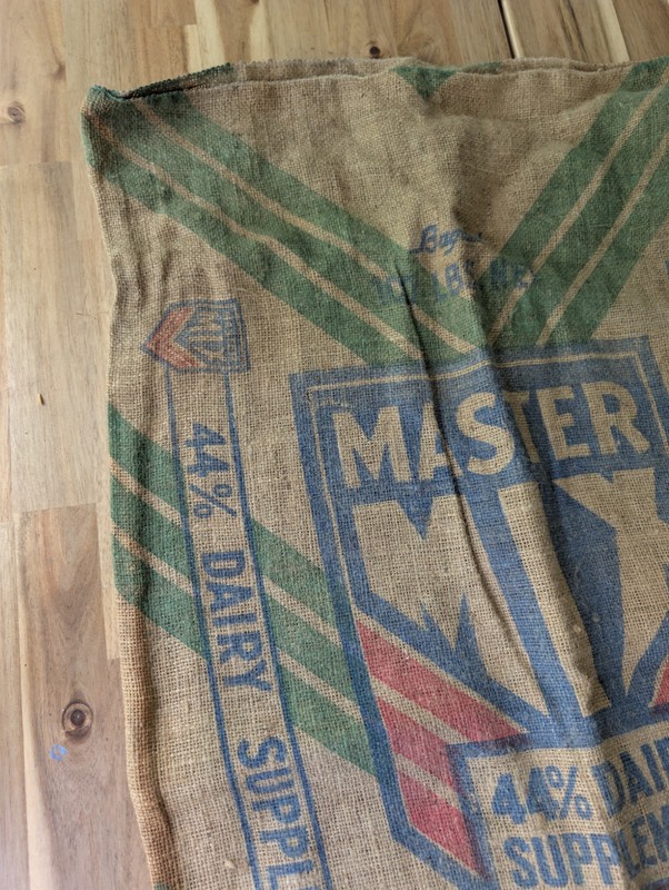 Vintage Master Mix Master Blend 44% Dairy Supp McMillen Burlap 100lb Feed Sack gallery