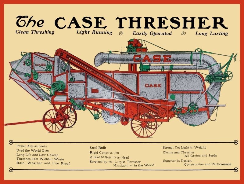 1928 J.I. Case Thresher, Threshing Machine New Metal Sign: Ships Free 12×16″