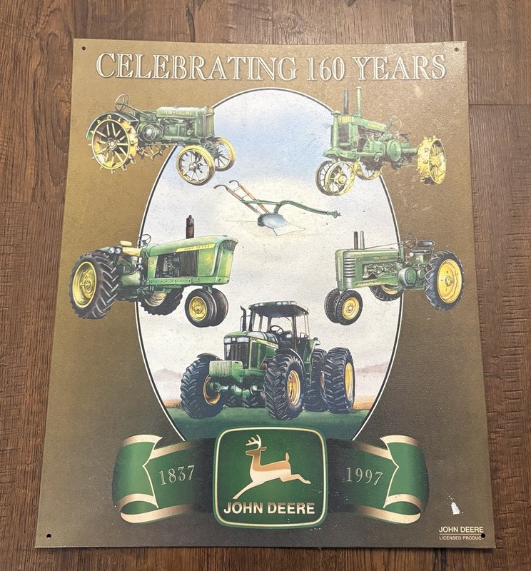 John Deere Tractors Tin 16″ × 13″ Metal Sign Celebrating 160 Years 1837-1997