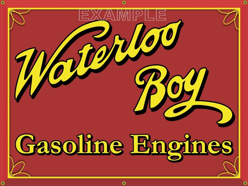 WATERLOO BOY GASOLINE ENGINES VINTAGE SIGN REMAKE BANNER GARAGE ART SIZE CHOICES
