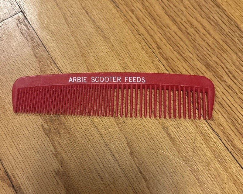 Arbie Scooter Feeds Agriculture Farming Farm Red Advertising Hair Comb Vintage