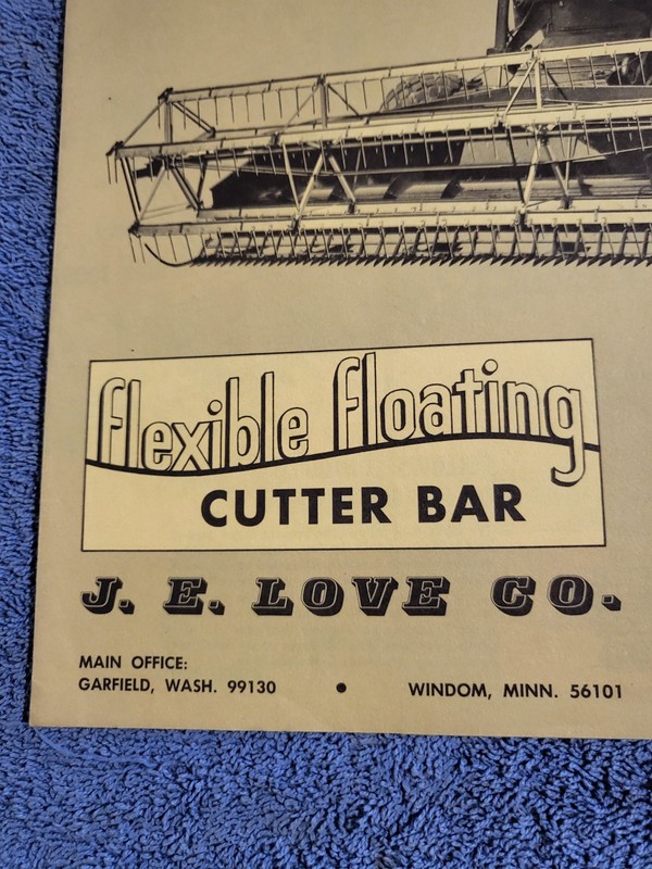 JE LOVE Vintage 1969 Brochure Flexible Floating Cutter Bar Harvesting Equipment gallery